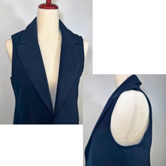 EQUIPMENT Ink Blue Garner Italian Wool Long Blazer Vest Size 6 - Picture 7 of 12